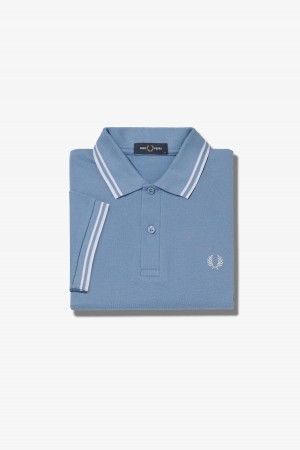 Sky Blue / Snow White / Snow White Fred Perry M3600 Men's Fred Perry Shirt | PSGQX12855