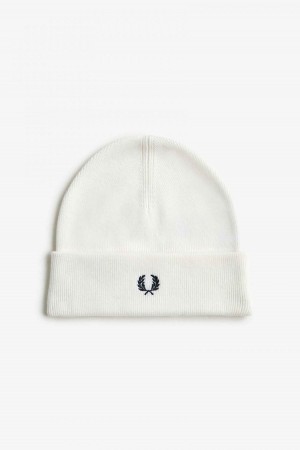 Snow White / Black Fred Perry Classic Accessories Beanie | SGQCS84124