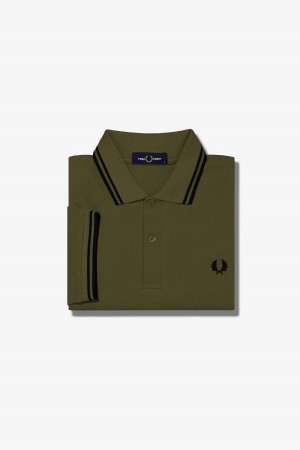 Uniform Green / Black / Black Fred Perry M3600 Men's Fred Perry Shirt | LSGSX81164