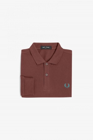 Whisky Brown / Deep Mint Fred Perry M6006 Men's Fred Perry Shirt | SGEGJ87151