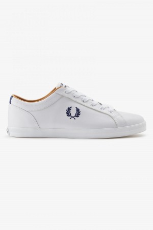 White Fred Perry Baseline Men's Shoes | SGDFL79649