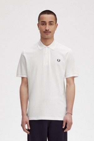 White / Navy Fred Perry M3 Men's Polo Shirts | XSGGW18280