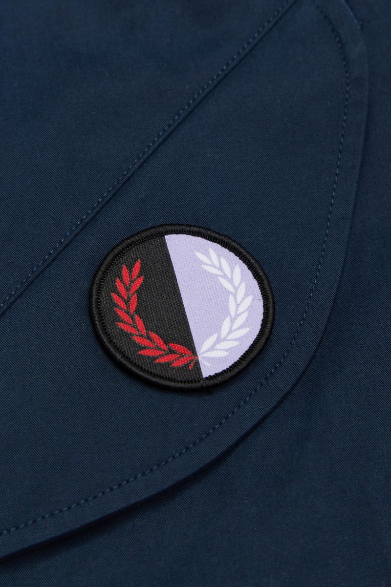 Basalt Navy Fred Perry Patch Detail Parka Men's Coats | SGQAV69530