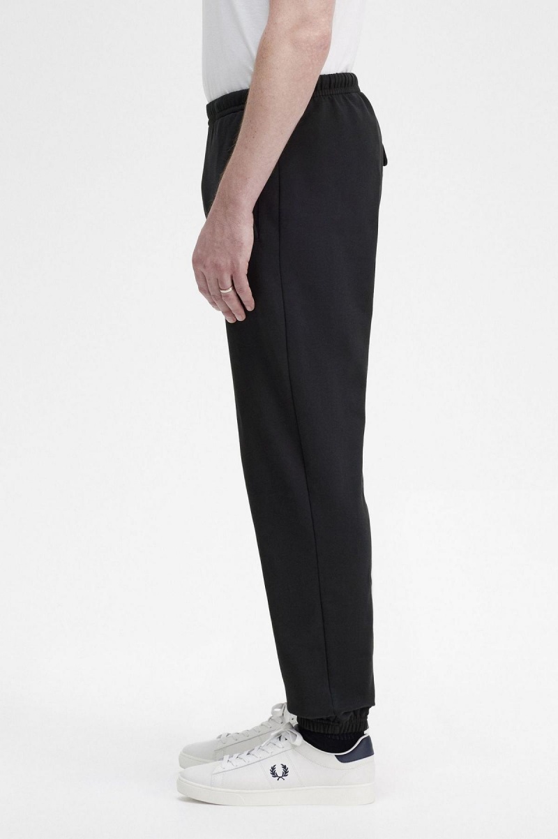 Black Fred Perry Badge Detail Track Pants Men's Trousers | SGDYB24009