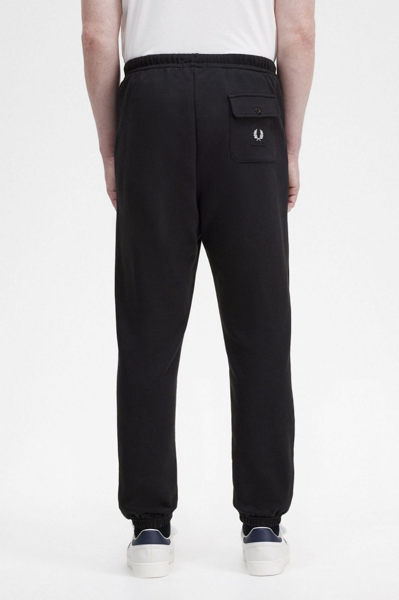 Black Fred Perry Badge Detail Track Pants Men's Trousers | SGDYB24009