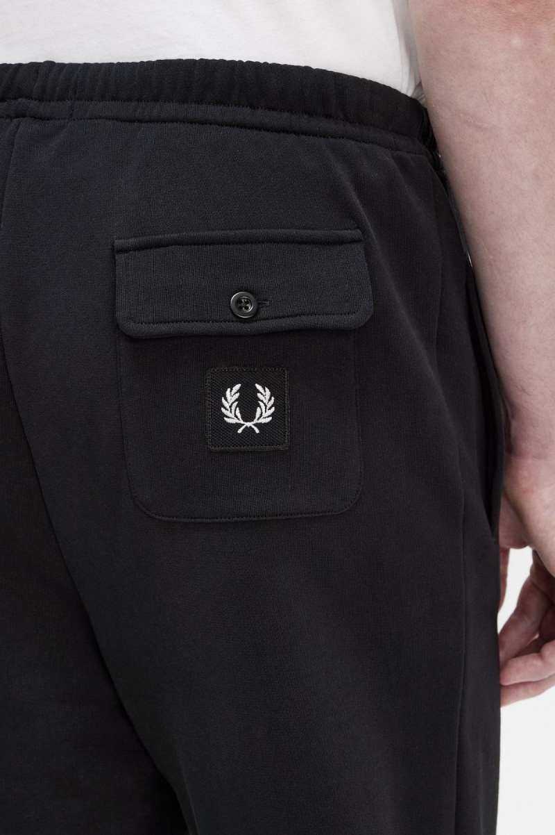 Black Fred Perry Badge Detail Track Pants Men's Trousers | SGDYB24009