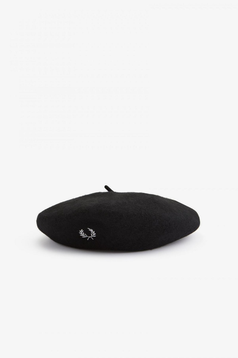 Black Fred Perry Beret Accessories Hat | TSGPQ74240