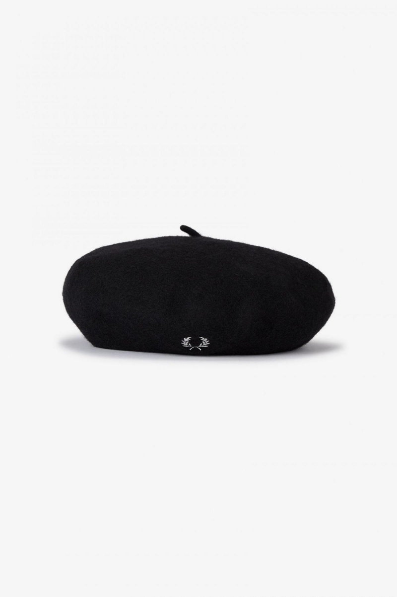 Black Fred Perry Beret Accessories Hat | TSGPQ74240