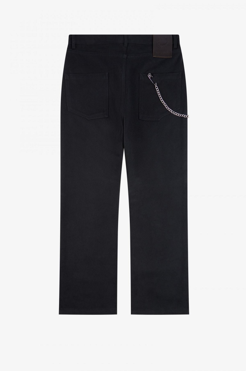 Black Fred Perry Brushed Denim Trousers Men's Trousers | DSGVO63232