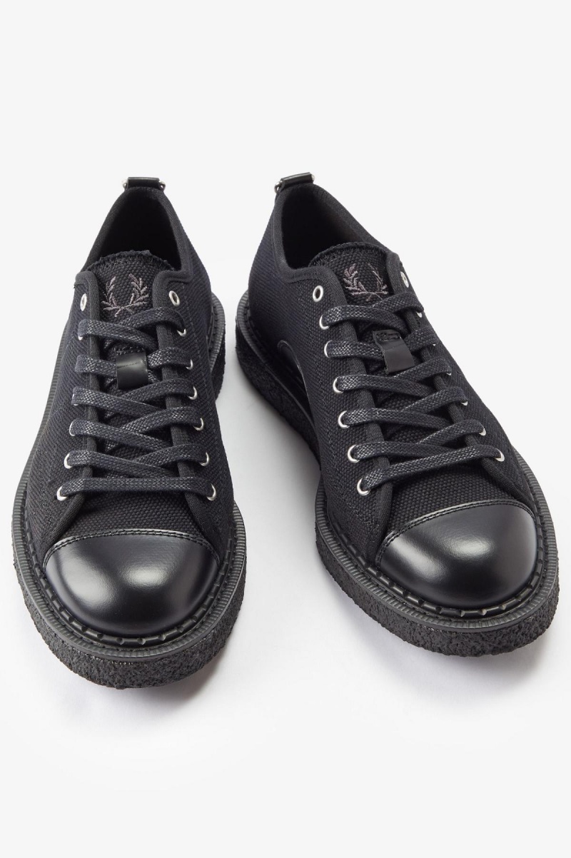 Black Fred Perry Canvas Monkey Men's Shoes | SGEAH43334