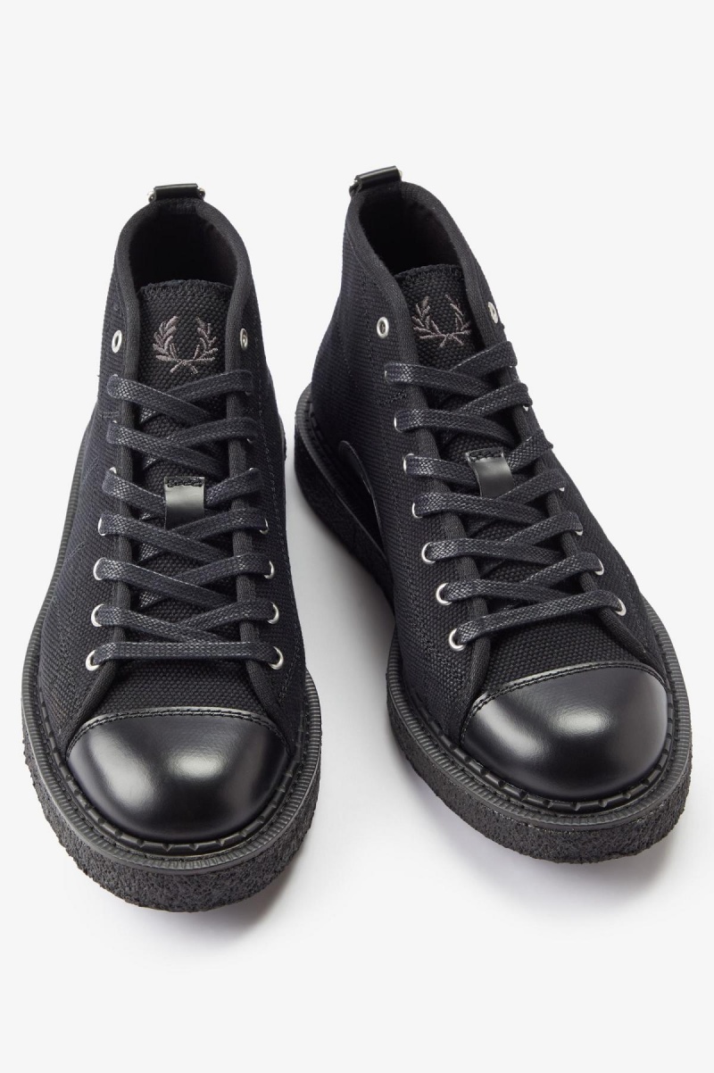 Black Fred Perry Canvas Monkey Men's Shoes | DSGKV12164