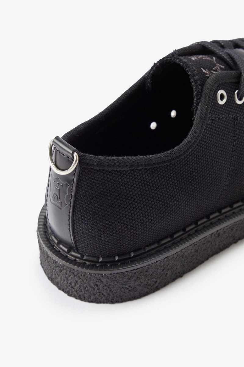 Black Fred Perry Canvas Monkey Women's Shoes | SGCIF74807