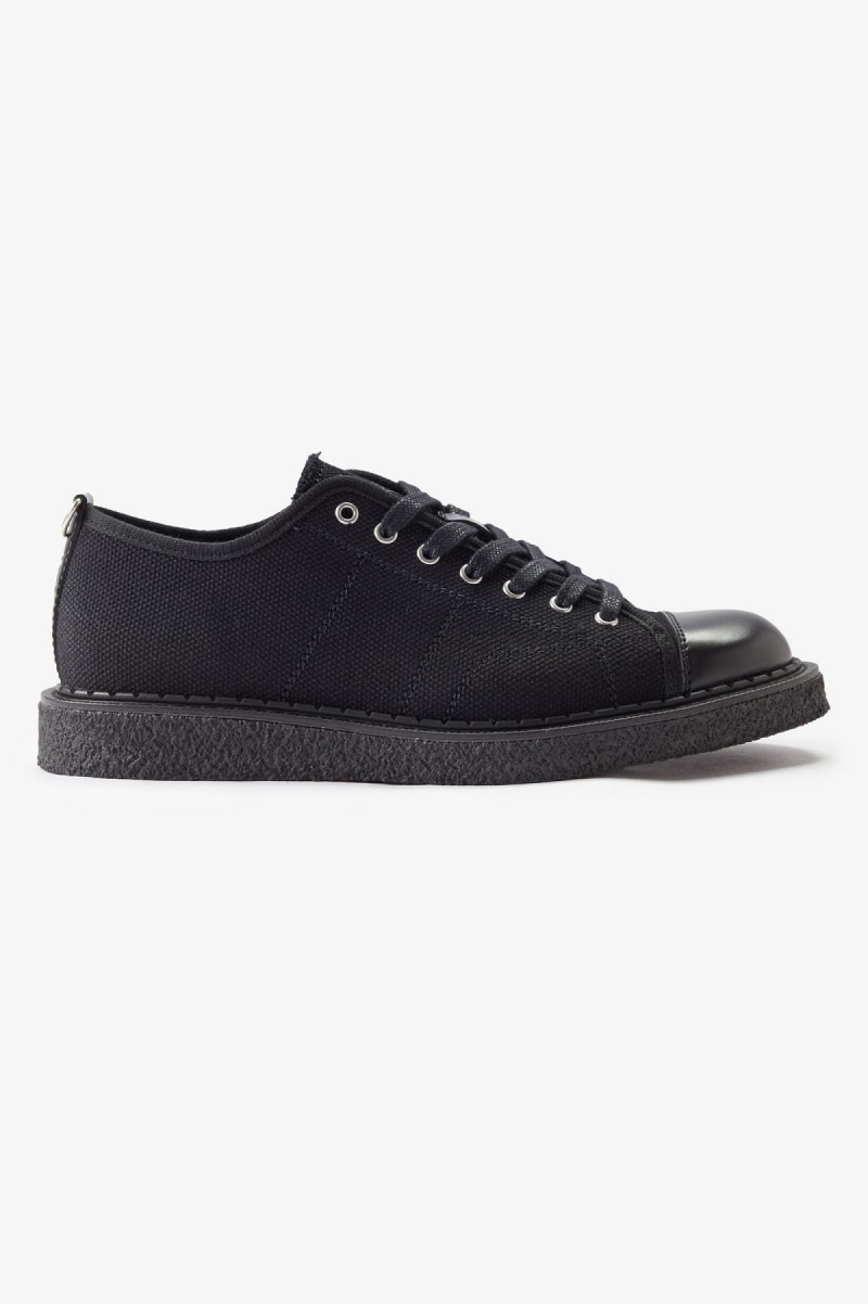 Black Fred Perry Canvas Monkey Women\'s Shoes | SGCIF74807