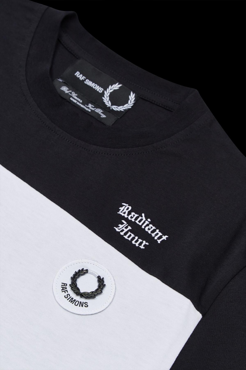 Black Fred Perry Contrast Panel Men's T Shirts | SGDFL72056