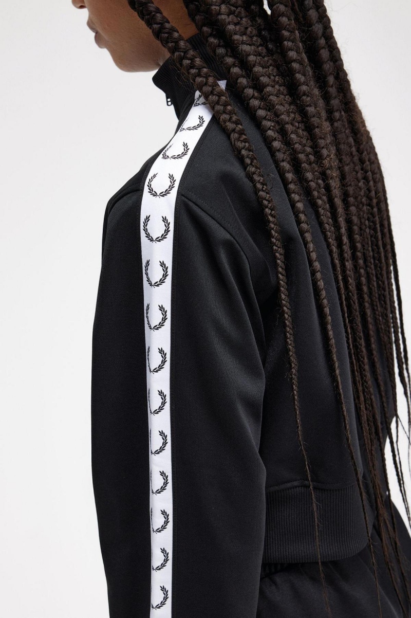 Black Fred Perry Cropped Taped Women's Coats | SGCIF89874