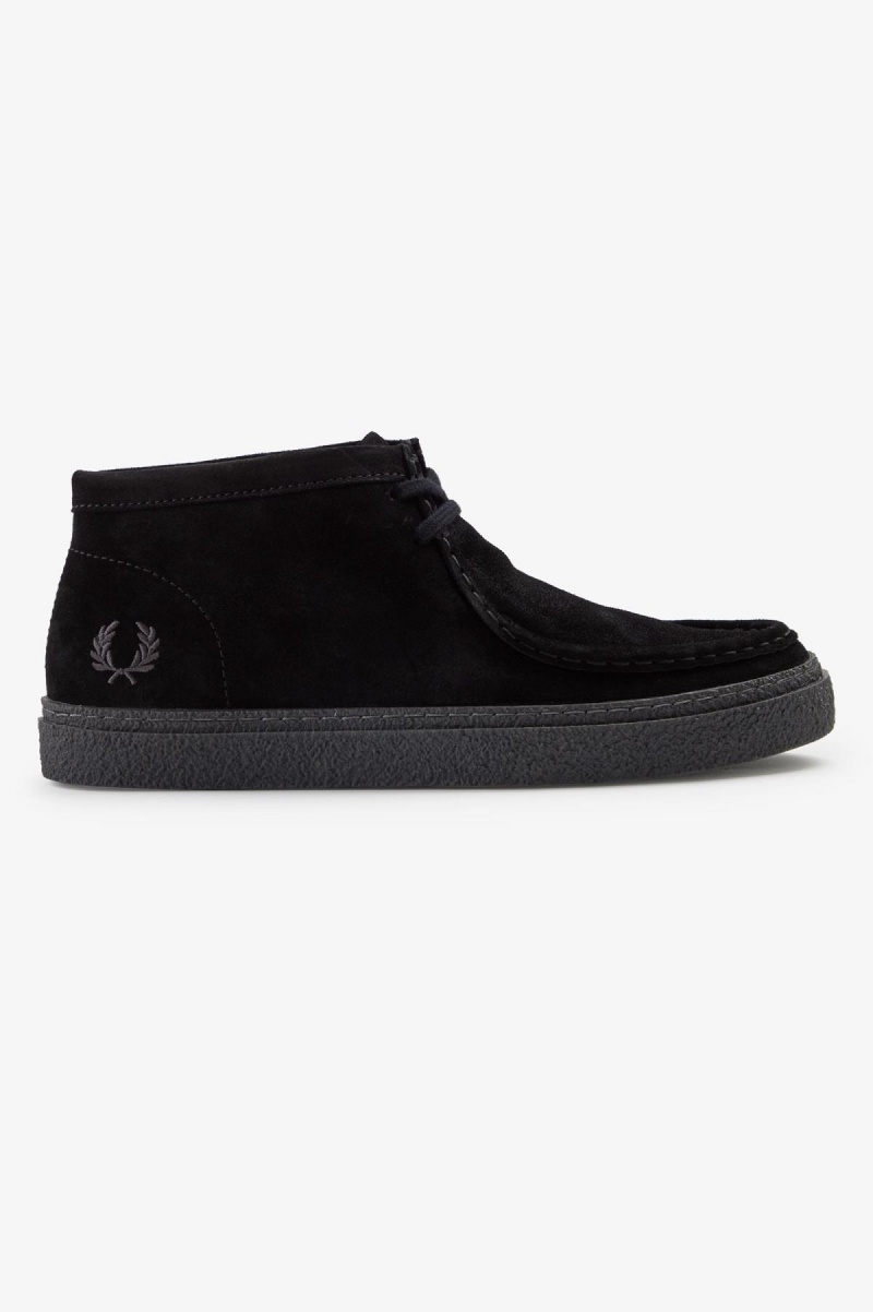 Black Fred Perry Dawson Mid Men\'s Shoes | SGCVG43035