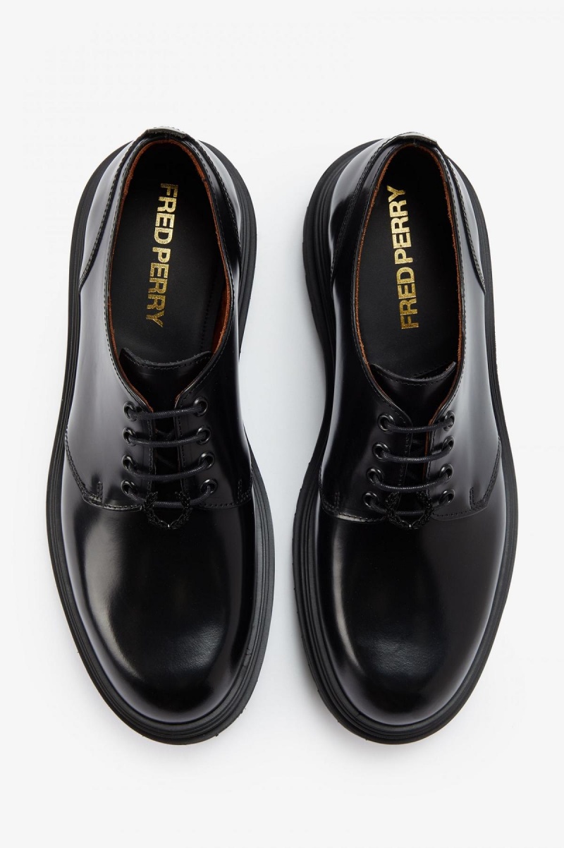 Black Fred Perry Derby Men's Shoes | SGDYB16645