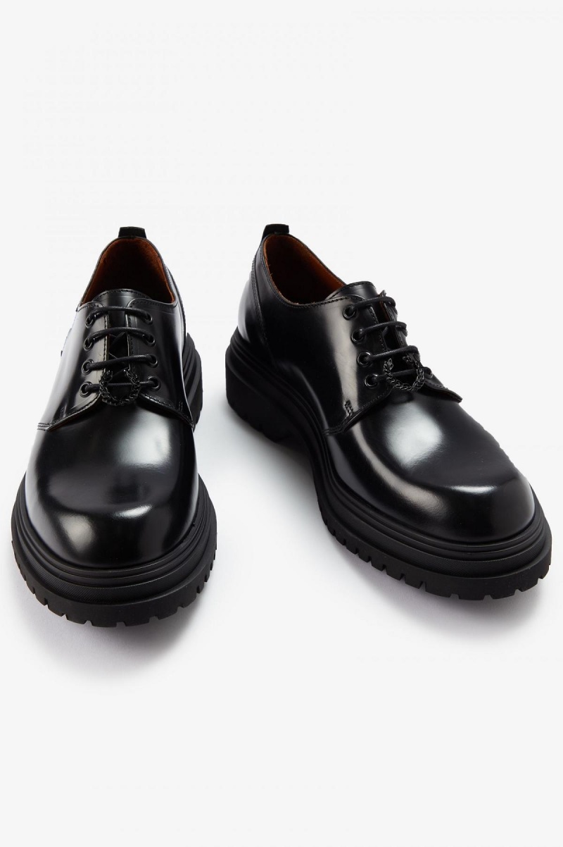 Black Fred Perry Derby Men's Shoes | SGDYB16645