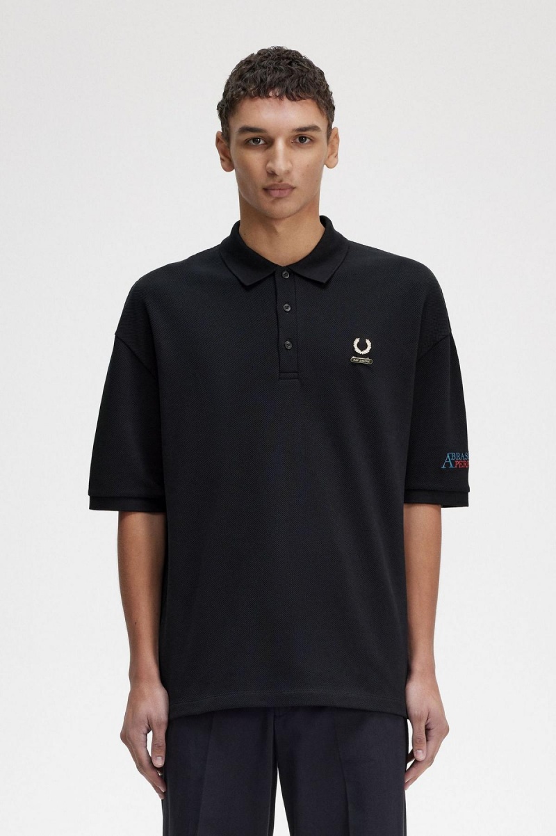 Black Fred Perry Embroidered Polo Shirt Men\'s Polo Shirts | SGDYB45290