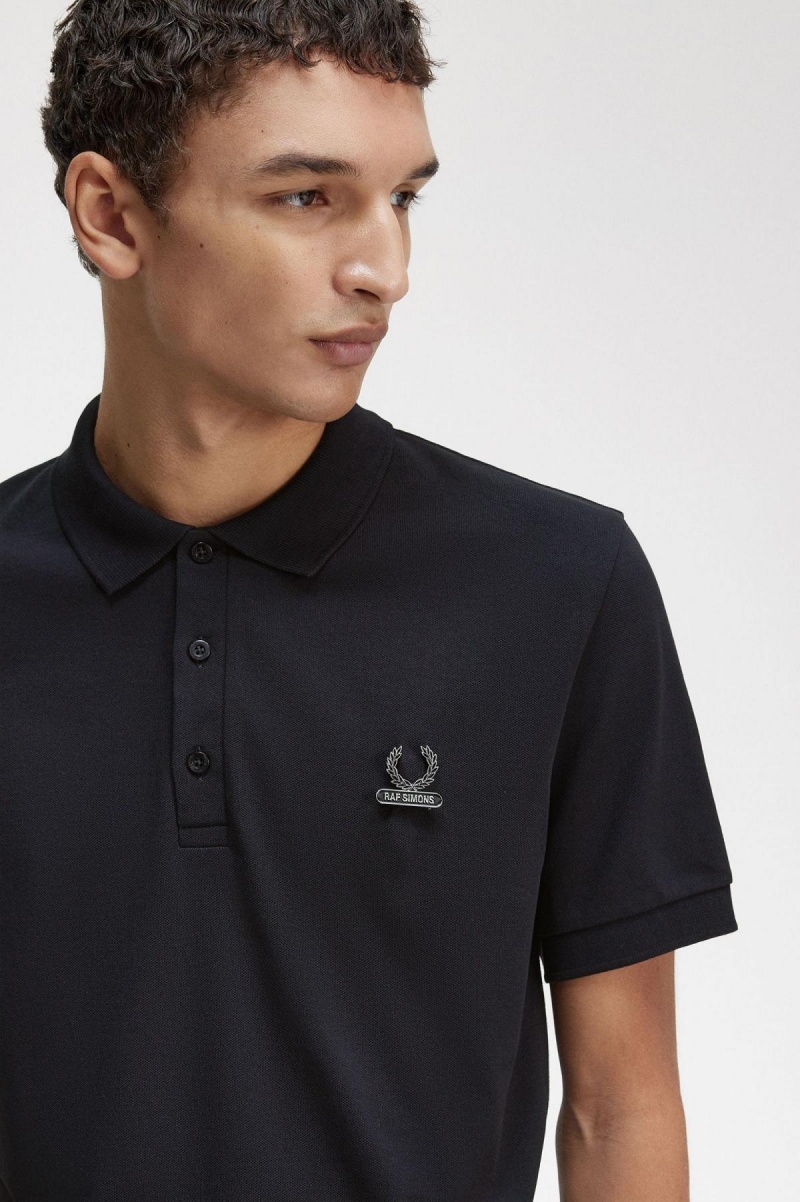 Black Fred Perry Enamel Pin Polo Shirt Men's Polo Shirts | SSGVO44980