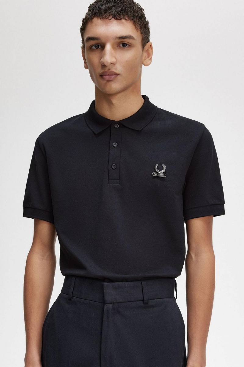 Black Fred Perry Enamel Pin Polo Shirt Men's Polo Shirts | SSGVO44980