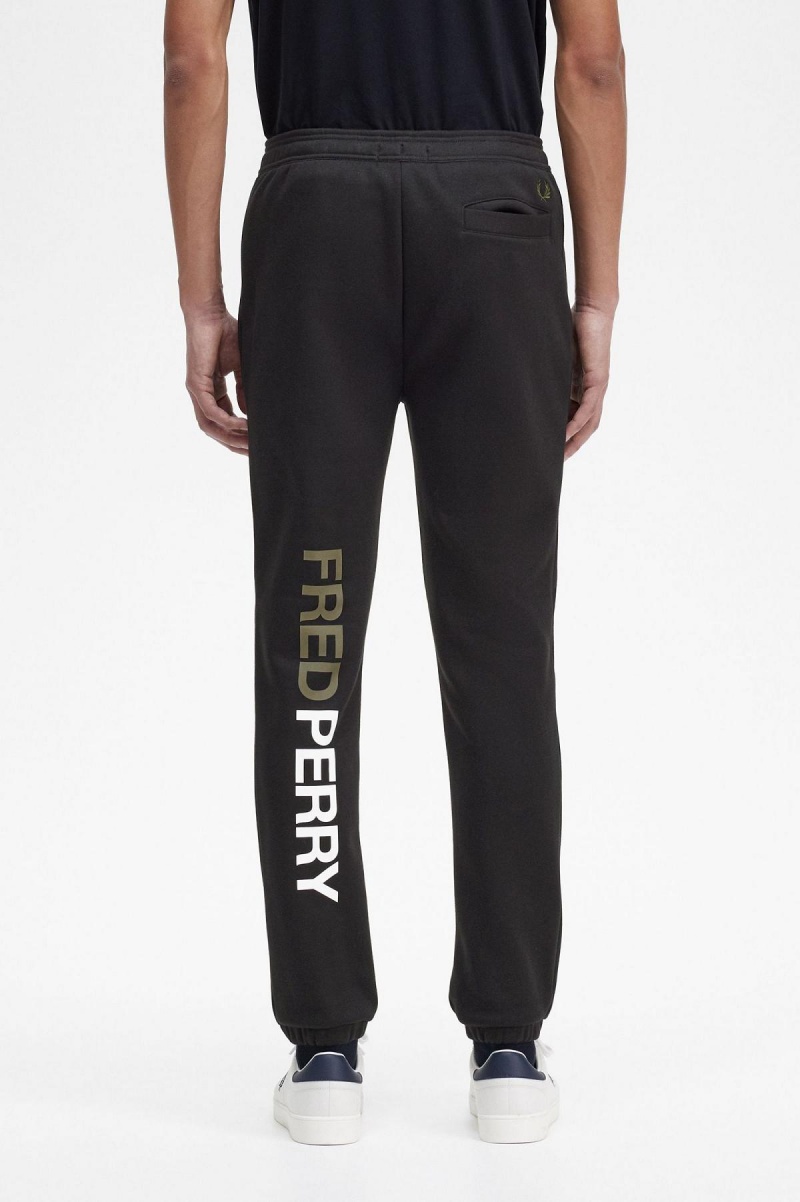 Black Fred Perry Graphic Branding Sweatpants Men's Tracksuits | SGNEJ61805