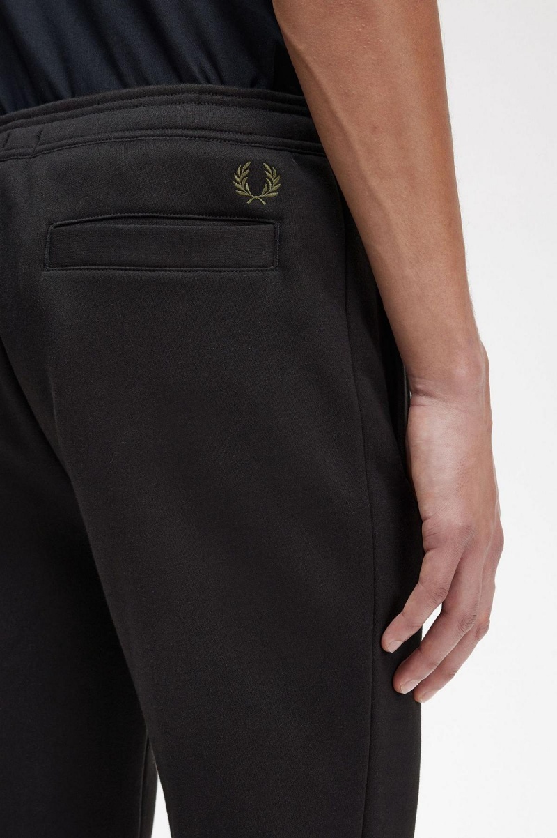 Black Fred Perry Graphic Branding Sweatpants Men's Trousers | SGXBR20015