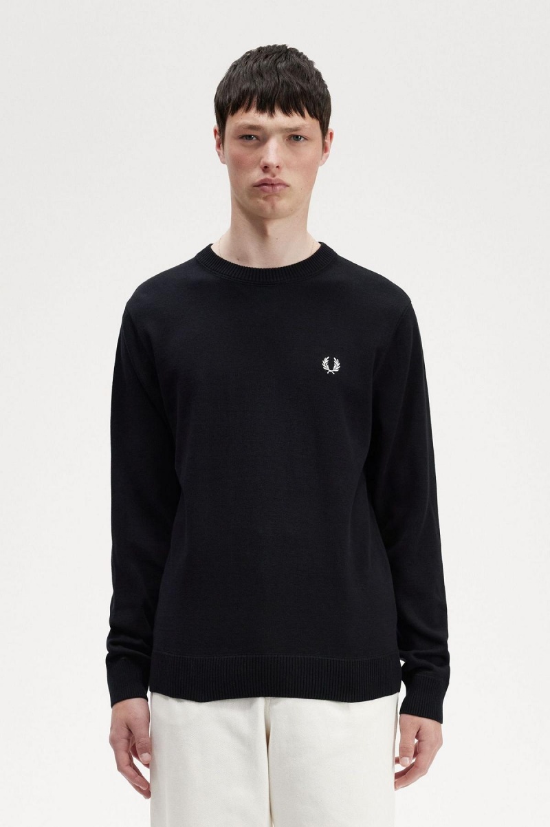 Black Fred Perry Graphic Laurel Wreath Jumper Men\'s Knitwear | SGQCS98477