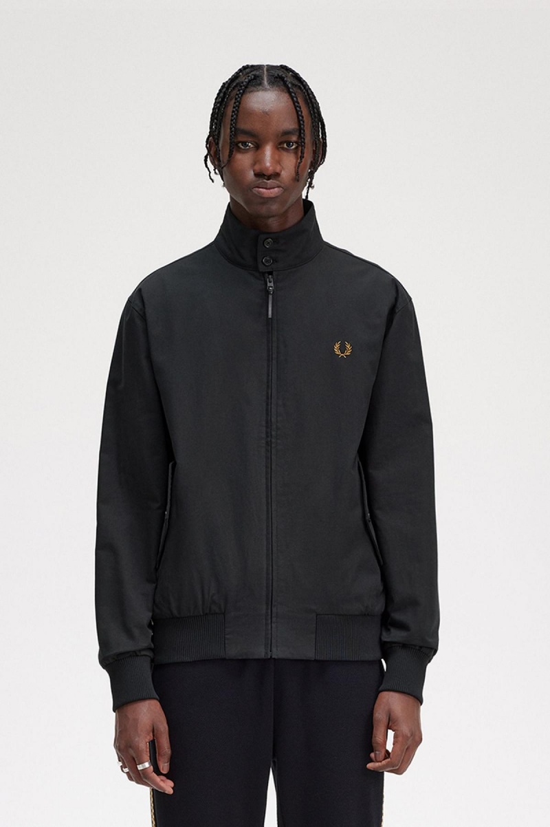 Black Fred Perry Harrington Men\'s Coats | YSGVQ20853