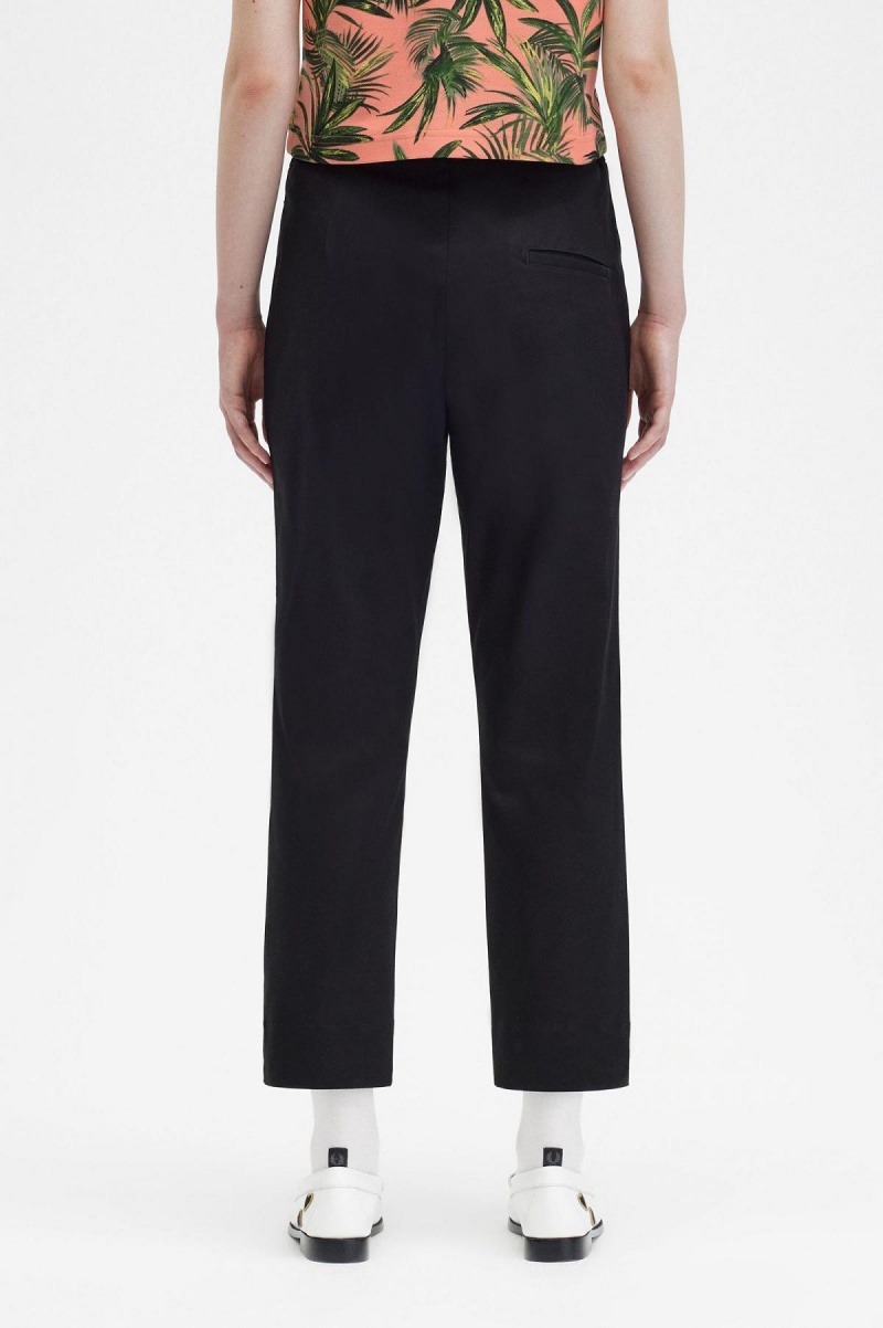 Black Fred Perry High Waist Women's Trousers | SGQCS10400