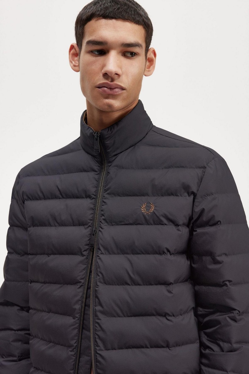 Black Fred Perry Insulated Men's Coats | ZSGNQ16791