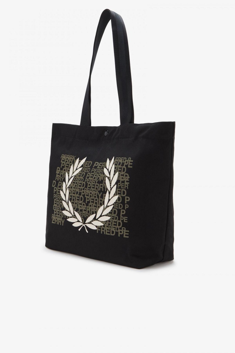 Black Fred Perry Laurel Wreath Tote Accessories Bag | DSGKV29147