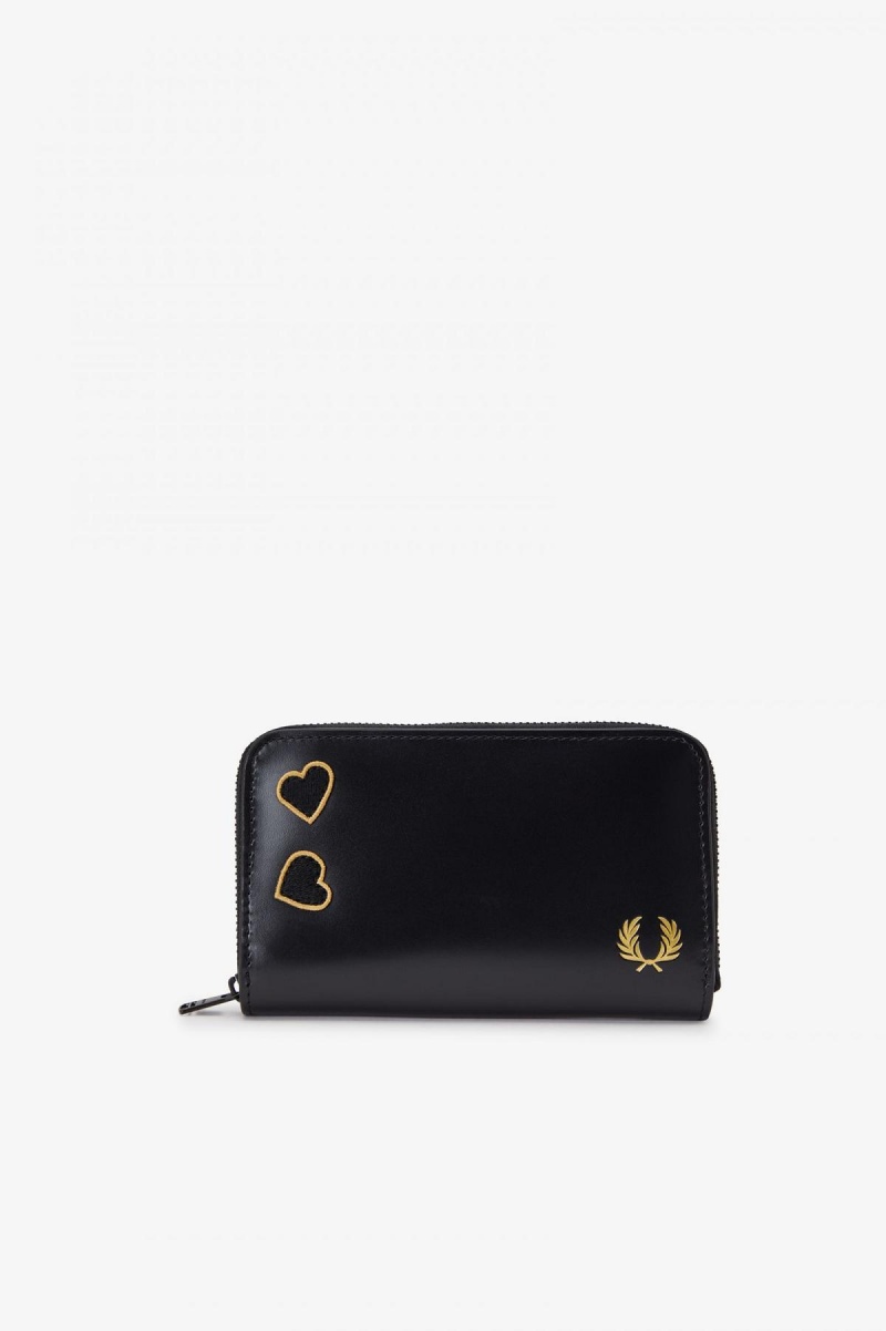 Black Fred Perry Leather Accessories Wallet | QSGUV78037