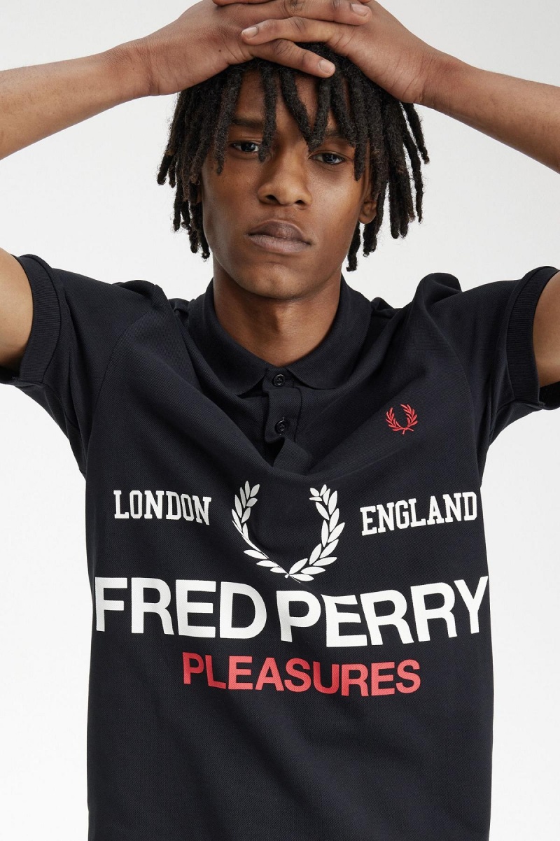 Black Fred Perry Logo Fred Perry Shirt Men's Polo Shirts | SGICD82906