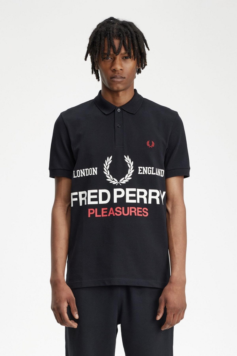 Black Fred Perry Logo Fred Perry Shirt Men\'s Polo Shirts | SGICD82906