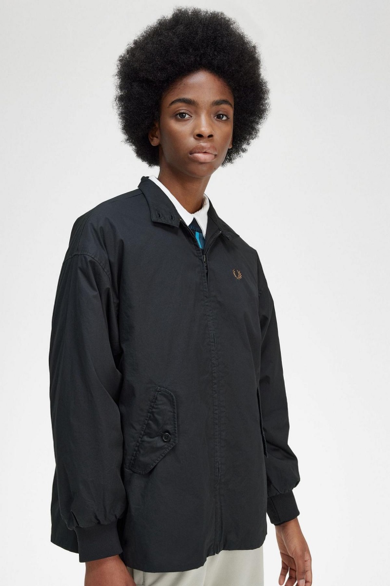 Black Fred Perry Padded Zip-Through Women's Coats | SGJVR58636