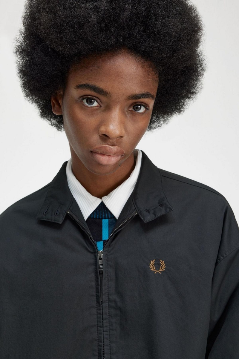 Black Fred Perry Padded Zip-Through Women's Coats | SGJVR58636