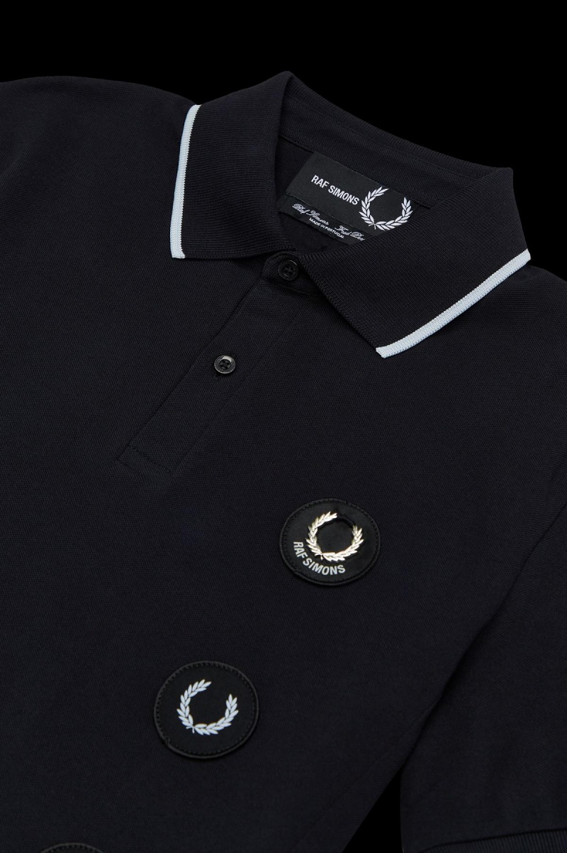 Black Fred Perry Patch Detail Polo Shirt Men's Polo Shirts | PSGER25336