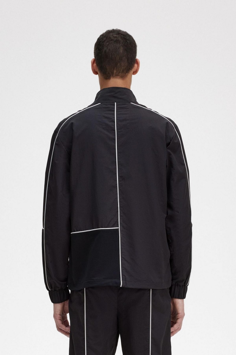 Black Fred Perry Piped Shell Men's Coats | USGND99791