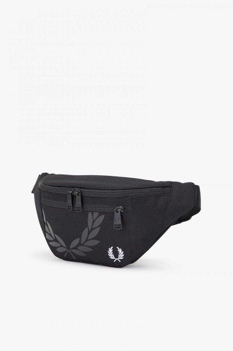 Black Fred Perry Printed Ripstop Cross Body Accessories Bag | MSGFT21441