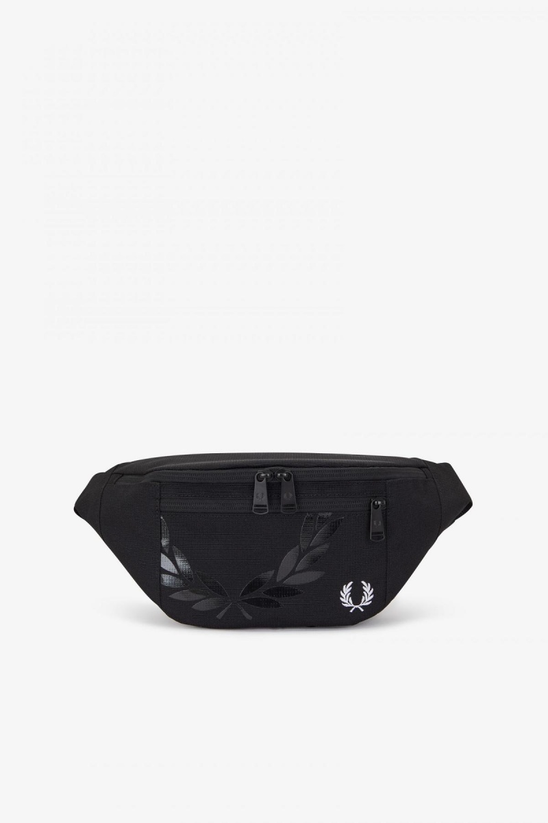 Black Fred Perry Printed Ripstop Cross Body Accessories Bag | MSGFT21441