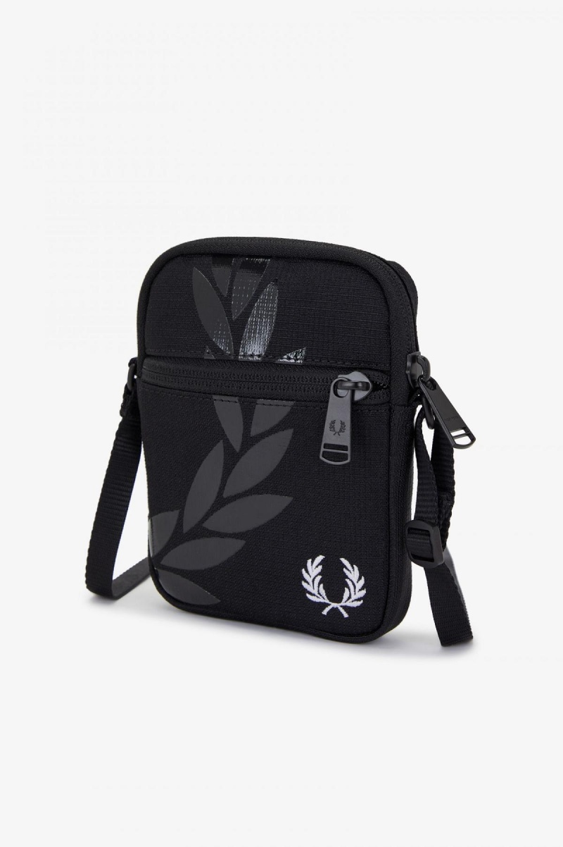 Black Fred Perry Printed Ripstop Side Accessories Bag | SGXMI52948