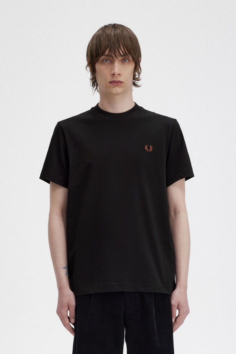 Black Fred Perry Rave Graphic Men\'s T Shirts | MSGHR75711