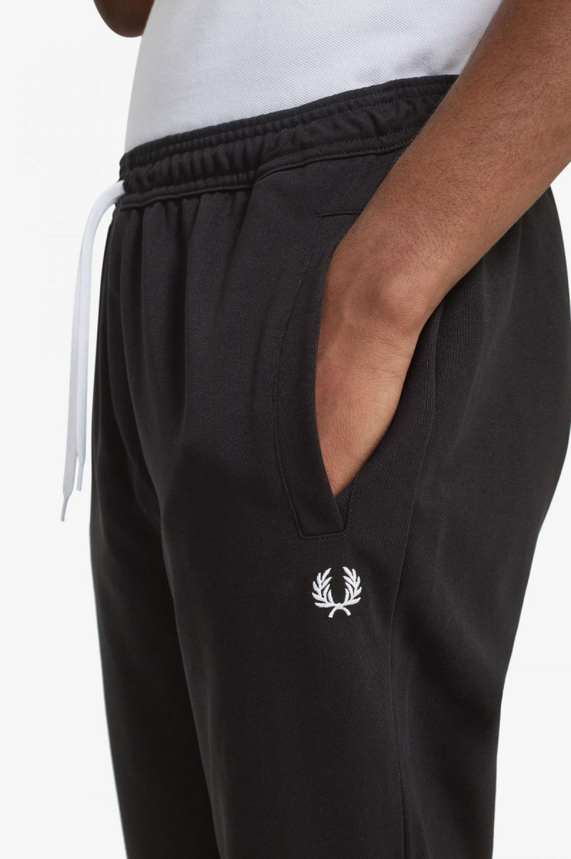 Black Fred Perry Reverse Tricot Track Pants Men's Trousers | USGND58088