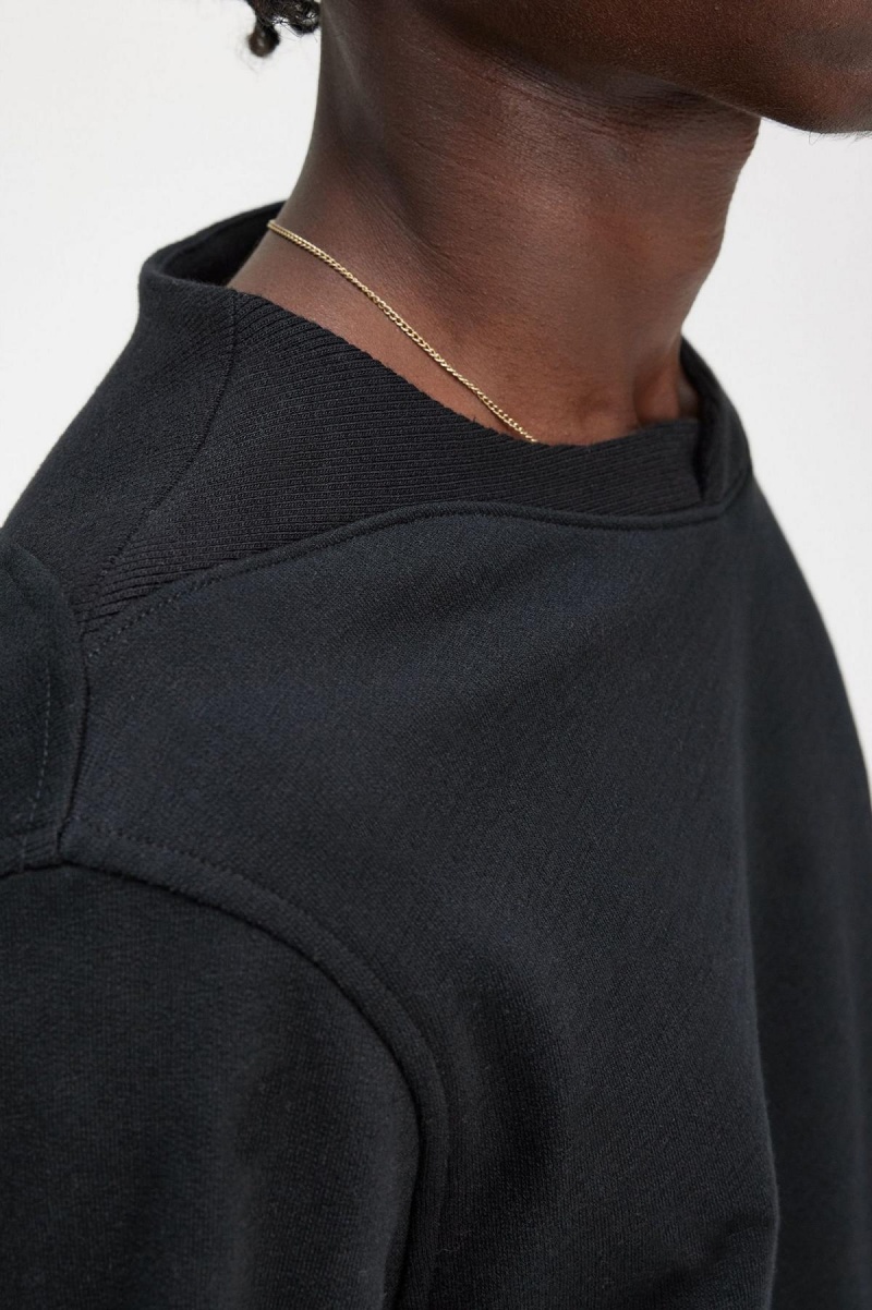 Black Fred Perry Rib Detail Men's Sweatshirts | SGJBT14156