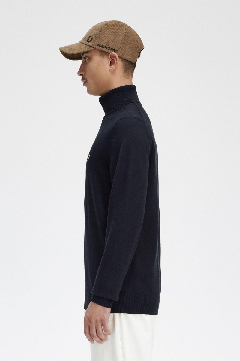 Black Fred Perry Roll Neck Jumper Men's Knitwear | LSGTR75018