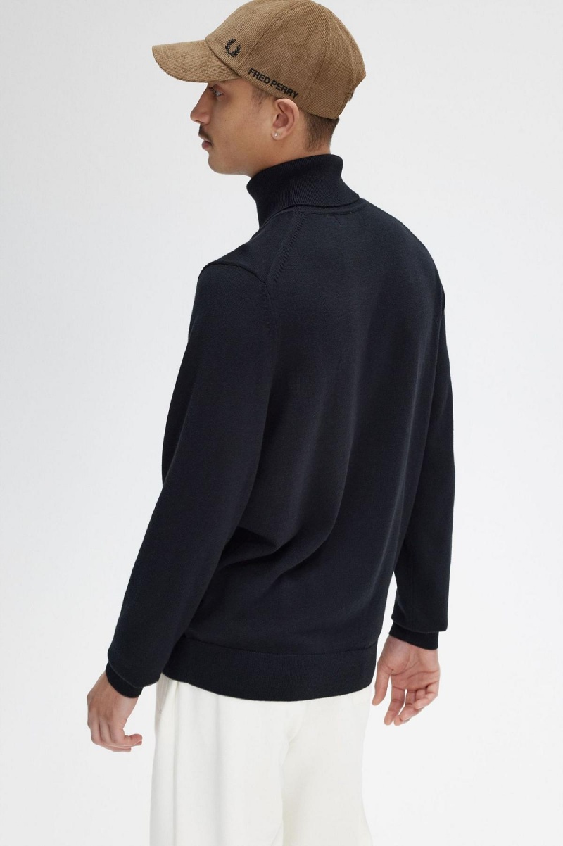 Black Fred Perry Roll Neck Jumper Men's Knitwear | LSGTR75018