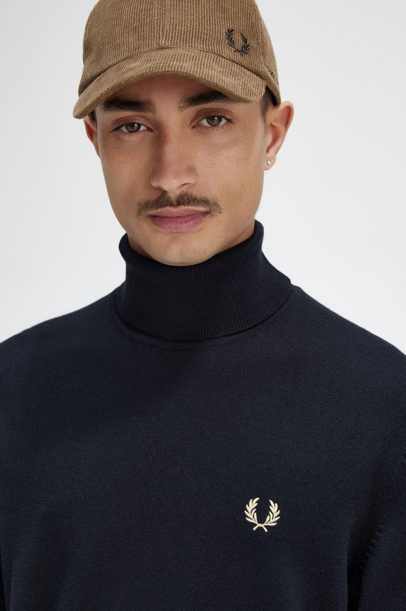 Black Fred Perry Roll Neck Jumper Men's Knitwear | LSGTR75018