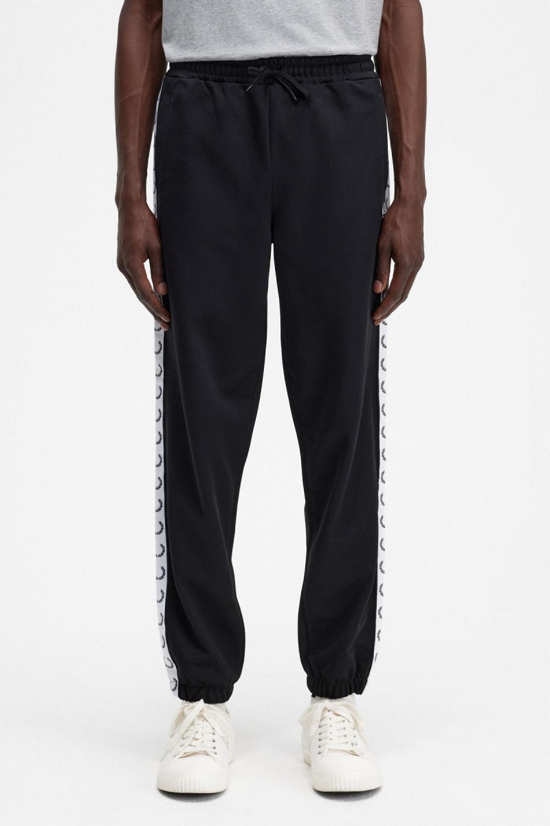 Black Fred Perry Taped Track Pant Men's Tracksuits | MSGFT95372