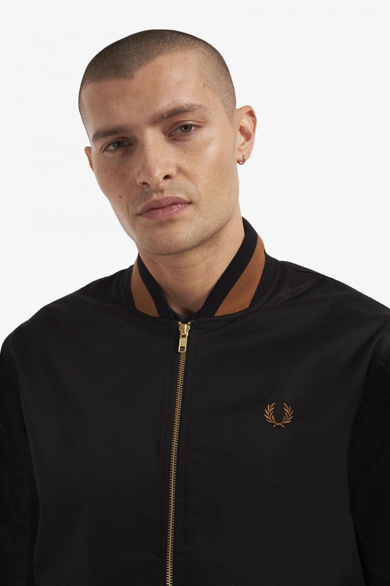 Black Fred Perry Tennis Bomber Men's Coats | SGCIF36180